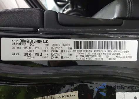 2012 Jeep Grand Cherokee Laredo из США, поврежденный, VIN 1C4RJFAG8CC296598